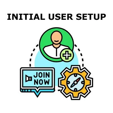 Initial user setup process and new account registration Stock Illustration