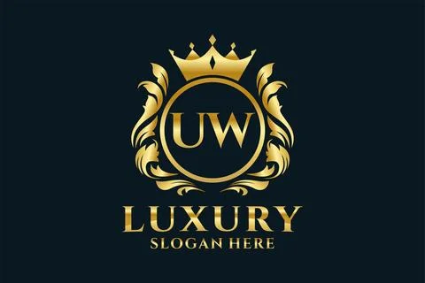 Initial UW Letter Royal Luxury Logo template in vector art for luxurious br.. Stock Illustration