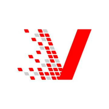 Initial V Letter Digital Data Movement Symbol Design Stock Illustration