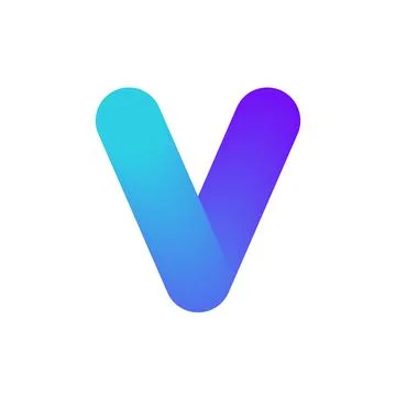 Initial V letter logo design. Gradient twisted ribbon for logotype, title Stock Illustration