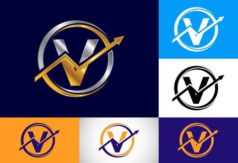 Initial V monogram alphabet symbol design incorporated with the arrow. Fina.. Stock Illustration