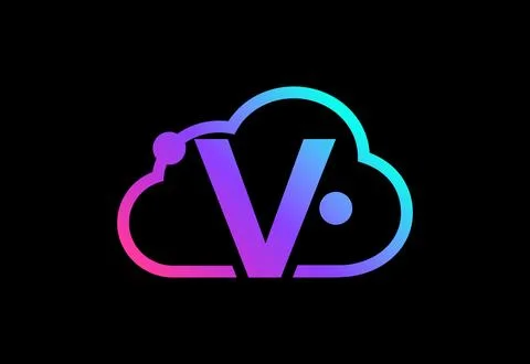 Initial V monogram letter with the cloud. Cloud computing service logo. Clo.. 스톡 일러스트
