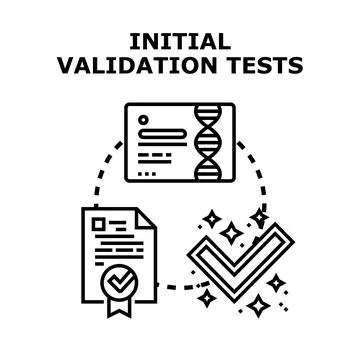 Initial validation tests process with successful verification Stock Illustration