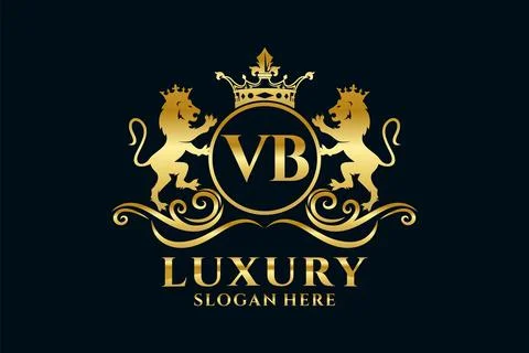 Initial VB Letter Lion Royal Luxury Logo template in vector art for luxurio.. Stock Illustration