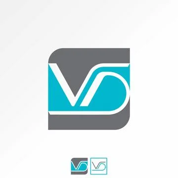Initial VD font over loop line square block to monogram typography branding Illustrazione stock