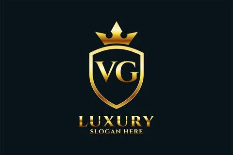 Initial VG elegant luxury monogram logo or badge template with scrolls and .. Stock Illustration