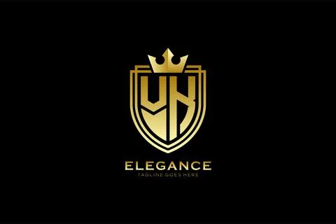 Initial VK elegant luxury monogram logo or badge template with scrolls and .. Stock Illustration