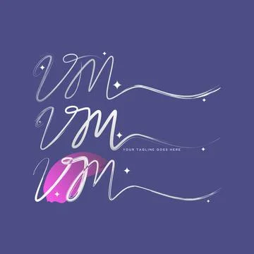 Initial VM handwritten typography stylist artistic feminine unique branding Stock Illustration