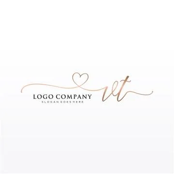Initial VT beauty monogram and elegant logo design Stock Illustration