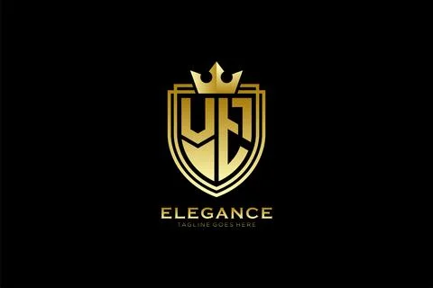 Initial VT elegant luxury monogram logo or badge template with scrolls and .. Stock Illustration