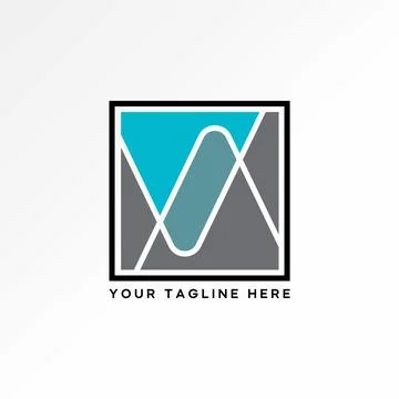 Initial VV font line flip view on sqaure monogram typography media tech brand 스톡 일러스트