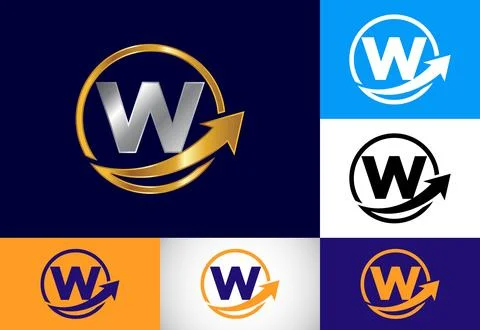 Initial W monogram alphabet symbol design incorporated with the arrow. Fina.. Stock Illustration