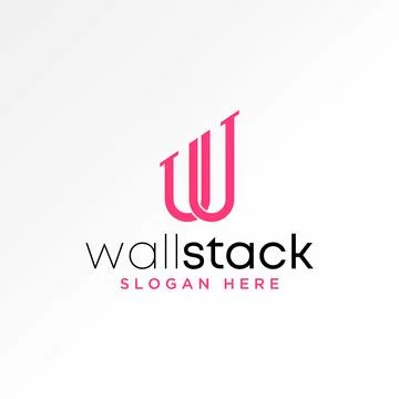 Initial W or UU font line connected up chart typography monogram branding Stock Illustration