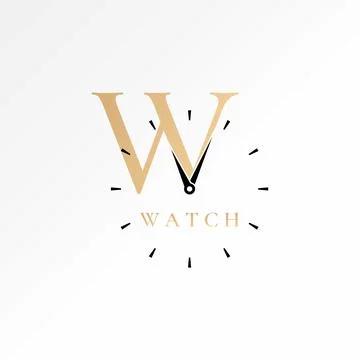 Initial W serif font watch clockwise sync Relate to monogram typography reload Stock Illustration
