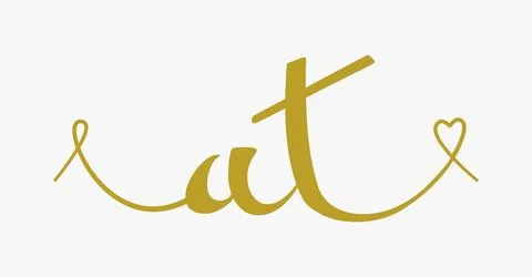 AT initial wedding monogram calligraphy vector illustration. Hand drawn let.. Stock Illustration
