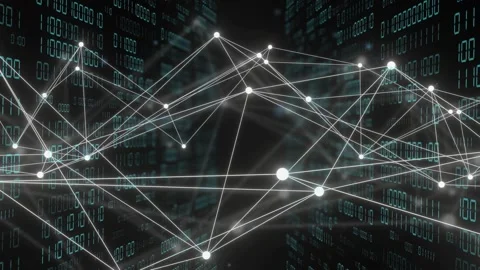 Initial white node cluster appearing, expanding, forming triangular mesh, Vidéo 334337864