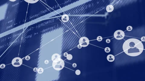 Initial white person node appearing near lower center initiating network growth Stock Footage 312072010