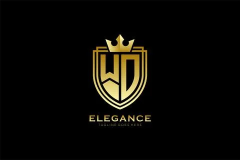 Initial WO elegant luxury monogram logo or badge template with scrolls and .. Stock Illustration