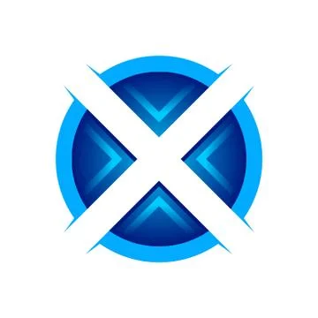Initial X Circular Edgy Technology Symbol Logo Design Stock Illustration