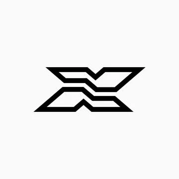 Initial X font cut top down flip out line monogram typography branding Stock Illustration