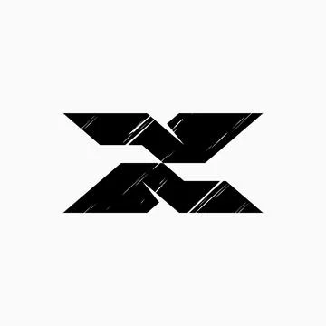 Initial X font cut top down flip scratches monogram typography branding Stock Illustration