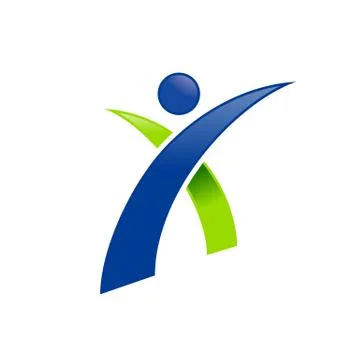 Initial X Human Figure Abstract Symbol Logo Design Stock Illustration