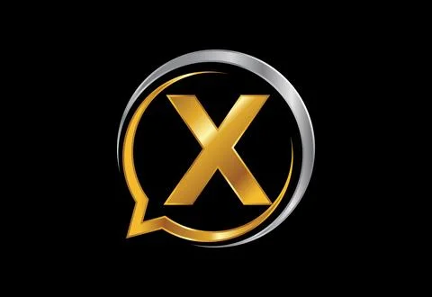 Initial X monogram letter alphabet with a bubble chat icon. Talking chattin.. 스톡 일러스트
