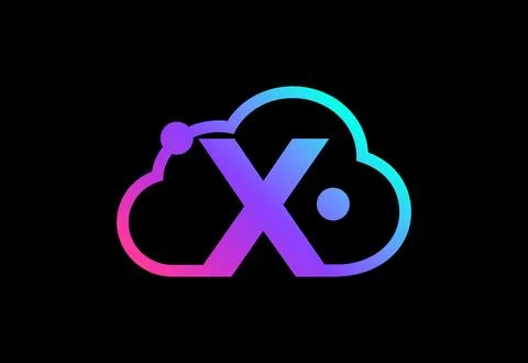 Initial X monogram letter with the cloud. Cloud computing service logo. Clo.. 스톡 일러스트