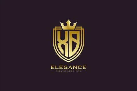 Initial XB elegant luxury monogram logo or badge template with scrolls and .. Stock Illustration