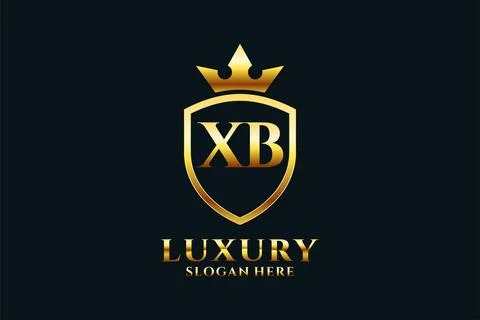 Initial XB elegant luxury monogram logo or badge template with scrolls and .. Stock Illustration