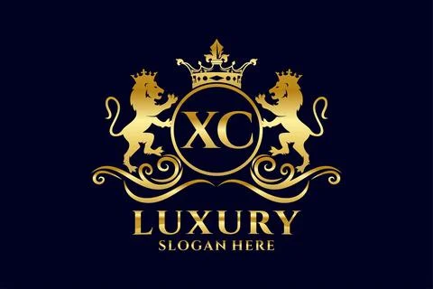 Initial XC Letter Lion Royal Luxury Logo template in vector art for luxurio.. 스톡 일러스트