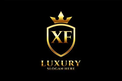 Initial XF elegant luxury monogram logo or badge template with scrolls and .. Stock Illustration
