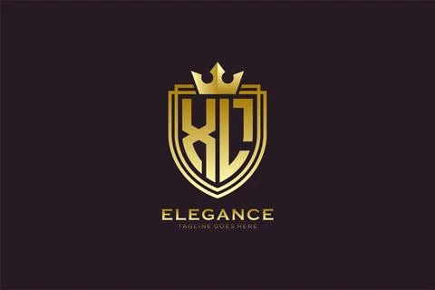 Initial XL elegant luxury monogram logo or badge template with scrolls and .. Stock Illustration