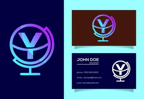 Initial Y monogram alphabet with earth globe emblem. Globe logo design vect.. Stock Illustration
