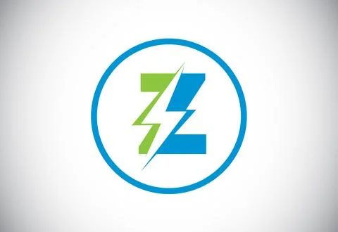 Initial Z letter logo design with lighting thunder bolt. Electric bolt lett.. Stock Illustration