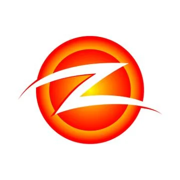 Initial Z Lettermark Circular Burning Slash Symbol Logo Design Stock Illustration