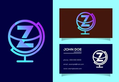 Initial Z monogram alphabet with earth globe emblem. Globe logo design vect.. Stock Illustration