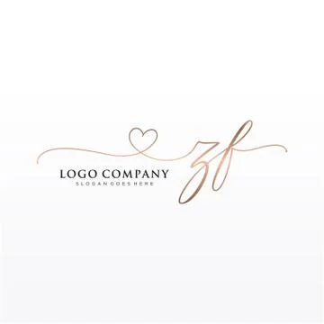 Initial ZF beauty monogram and elegant logo design Stock Illustration