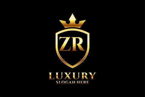 Initial ZR elegant luxury monogram logo or badge template with scrolls and .. Stock Illustration