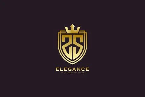 Initial ZS elegant luxury monogram logo or badge template with scrolls and .. Stock Illustration