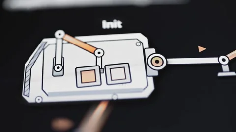 Initialization linkage alternates two illuminated square indicators Stock Footage 348667244