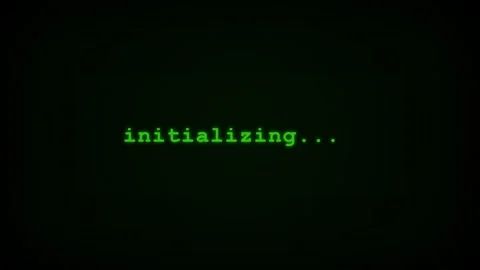 Initializing System Green Text on Black Screen with Blinking Cursor Stock Footage 336617943