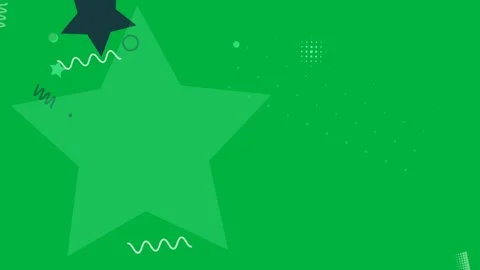 Initially appearing, mint star scaling left, mini stars drifting, forming loop Stock Footage 333630597