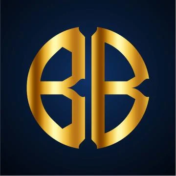 Initials B B circular shape and elegant gold color Stock Illustration