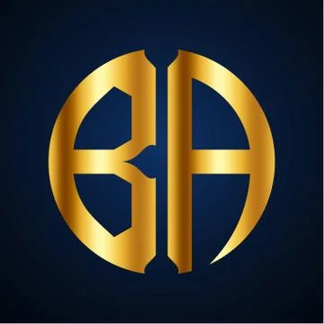 Initials B A circular shape and elegant gold color Stock Illustration