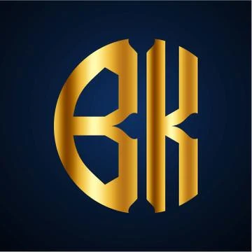 Initials B K circular shape and elegant gold color Stock-Illustration