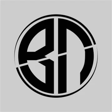 The initials B N is circular with the middle cleavage Stock Illustration