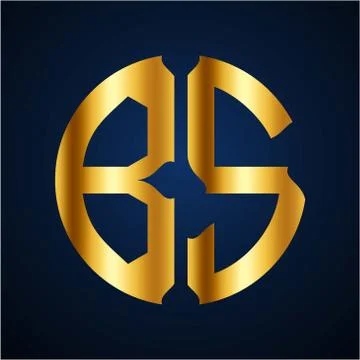 Initials B S circular shape and elegant gold color Stock Illustration