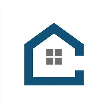 Initials C with home or house logo vector real estate Stock Illustration