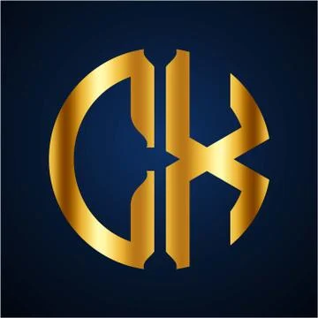 Initials C X circular shape and elegant gold color Illustrazione stock